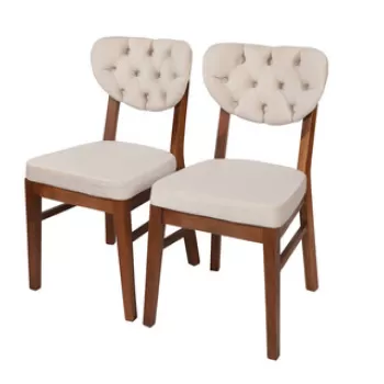 Set scaune (2 bucati), Nmobb , Elma 701, Lemn, Nuc / Bej imagine
