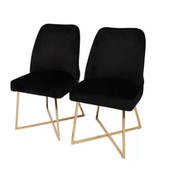 Set scaune (2 bucati), Nmobb , Madrid 133, Metal, Aur/Negru imagine