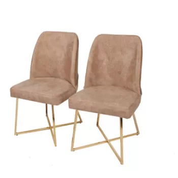Set scaune (2 bucati), Nmobb , Madrid 135, Metal, Auriu/Maro imagine