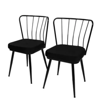 Set scaune (2 bucati), Nmobb , Y?ld?z 181, Metal, Negru imagine
