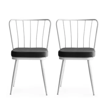 Set scaune (2 bucati), Nmobb , Y?ld?z, Metal, Alb imagine