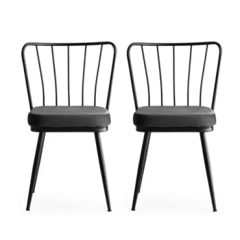 Set scaune (2 bucati), Nmobb , Y?ld?z, Metal, Negru imagine