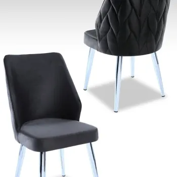 Set scaune 2 piese, Beckley, Pufi, Antracit / Crom imagine