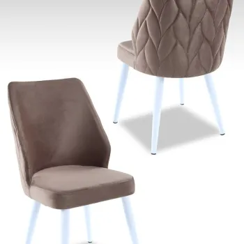 Set scaune 2 piese, Beckley, Pufi, Cappuccino / Alb imagine