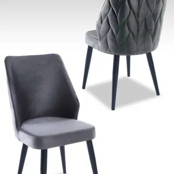 Set scaune 2 piese, Beckley, Pufi, Gri/Negru imagine