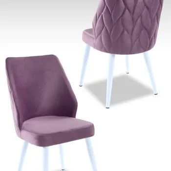 Set scaune 2 piese, Beckley, Pufi, Liliac / Alb imagine