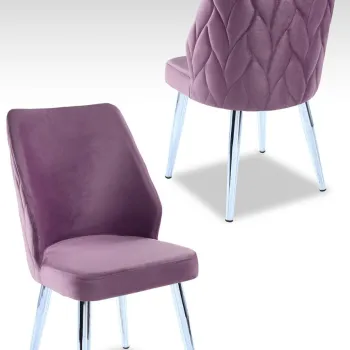 Set scaune 2 piese, Beckley, Pufi, Liliac / Crom imagine