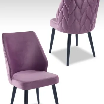 Set scaune 2 piese, Beckley, Pufi, Liliac / Negru imagine