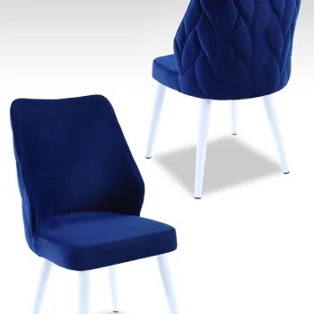 Set scaune 2 piese, Beckley, Pufi, Sax Albastru / Alb imagine