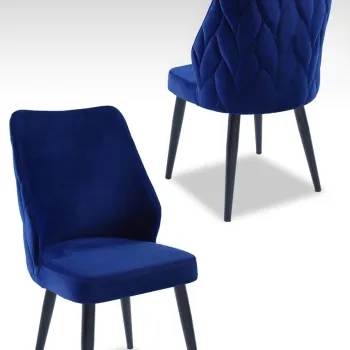 Set scaune 2 piese, Beckley, Pufi, Sax Albastru / Negru imagine