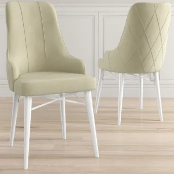 Set scaune 2 piese, Charlotte, Neta, Crem/Alb imagine