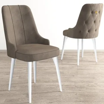 Set scaune 2 piese, Charlotte, Newa, Cappuccino / Alb imagine