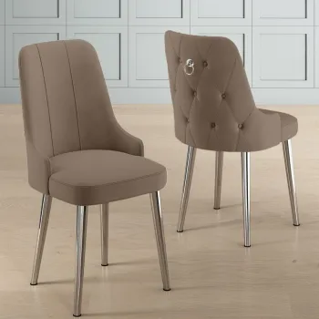 Set scaune 2 piese, Charlotte, Newa, Cappuccino / Chrome imagine