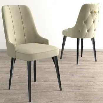 Set scaune 2 piese, Charlotte, Newa, Crem/Negru imagine