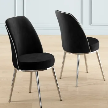 Set scaune 2 piese, Charlotte, Pefa, Negru / Crom imagine