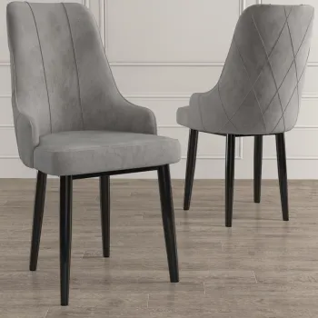 Set scaune 2 piese, Charlotte, Trex, Gri/Negru imagine