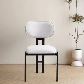 Set scaune 2 piese, Hanah Home, Muriz, Metal, Off White / Black imagine