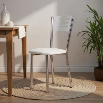 Set scaune 2 piese, Hanah Home, Polo, Metal, Alb / Crom imagine