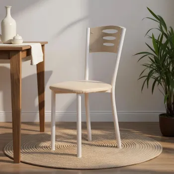 Set scaune 2 piese, Hanah Home, Polo, Metal, Crem/Alb imagine