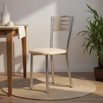 Set scaune 2 piese, Hanah Home, Polo, Metal, Crem / Crom imagine