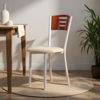 Set scaune 2 piese, Hanah Home, Polo, Metal, Maro/Alb imagine