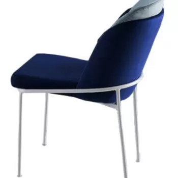 Set scaune (4 bucati), Nmobb , Dore 123, Metal, Albastru inchis/Alb imagine