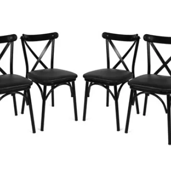 Set scaune (4 bucati), Nmobb , Ekol 1331, PAL, Negru imagine