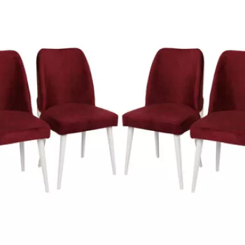 Set scaune (4 bucati), Nmobb , Nova 782, Metal, Rosu Claret / Alb imagine
