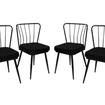 Set scaune (4 bucati), Nmobb , Y?ld?z 181, Metal, Negru imagine
