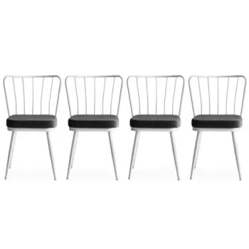 Set scaune (4 bucati), Nmobb , Y?ld?z, Metal, Alb imagine