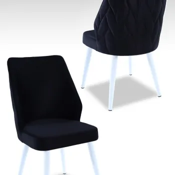 Set scaune 4 piese, Beckley, Pufi, Alb/Negru imagine