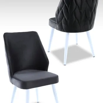 Set scaune 4 piese, Beckley, Pufi, Antracit/Alb imagine