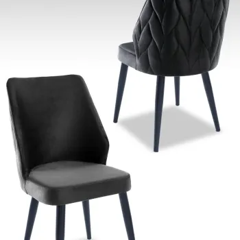 Set scaune 4 piese, Beckley, Pufi, Antracit / Negru imagine