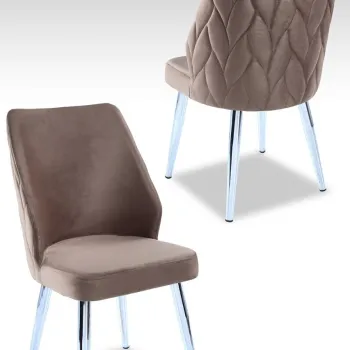 Set scaune 4 piese, Beckley, Pufi, Cappuccino / Chrome imagine