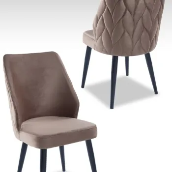 Set scaune 4 piese, Beckley, Pufi, Cappuccino / Negru imagine