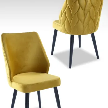 Set scaune 4 piese, Beckley, Pufi, Galben/Negru imagine
