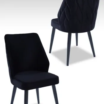 Set scaune 4 piese, Beckley, Pufi, Negru imagine