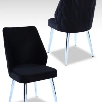 Set scaune 4 piese, Beckley, Pufi, Negru / Crom imagine