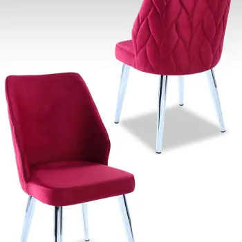 Set scaune 4 piese, Beckley, Pufi, Rosu Claret / Crom imagine