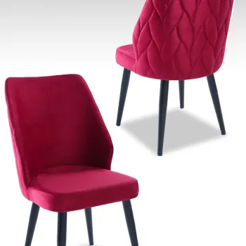 Set scaune 4 piese, Beckley, Pufi, Rosu Claret / Negru imagine