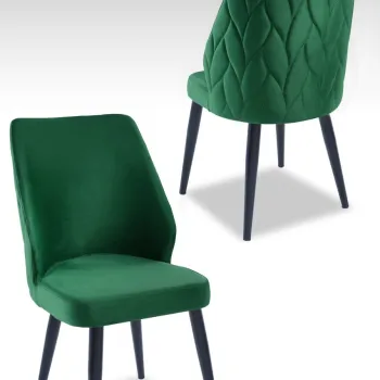 Set scaune 4 piese, Beckley, Pufi, Verde/Negru imagine