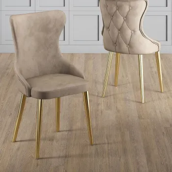 Set scaune 4 piese, Charlotte, Alpa, Cappuccino / Aur imagine