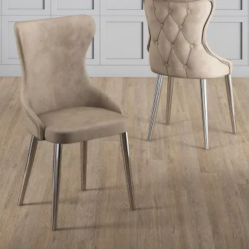 Set scaune 4 piese, Charlotte, Alpa, Cappuccino / Chrome imagine