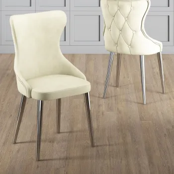 Set scaune 4 piese, Charlotte, Alpa, Crem / Crom imagine