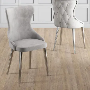 Set scaune 4 piese, Charlotte, Alpa, Gri/Crom imagine