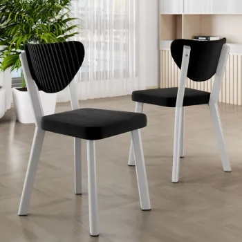 Set scaune 4 piese, Charlotte, Arfe, Alb/Negru imagine