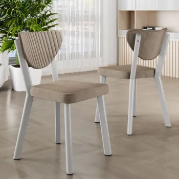 Set scaune 4 piese, Charlotte, Arfe, Cappuccino / Alb imagine