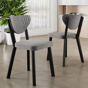 Set scaune 4 piese, Charlotte, Arfe, Gri/Negru imagine