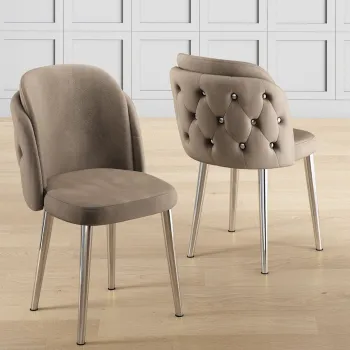 Set scaune 4 piese, Charlotte, Axle, Cappuccino / Chrome imagine