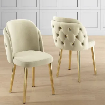 Set scaune 4 piese, Charlotte, Axle, Crem / Aur imagine